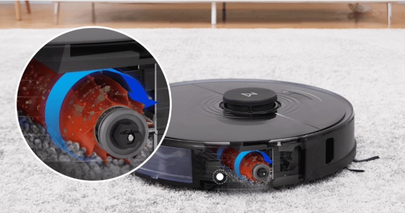 Der Roborock S7 reinigt einen Teppich